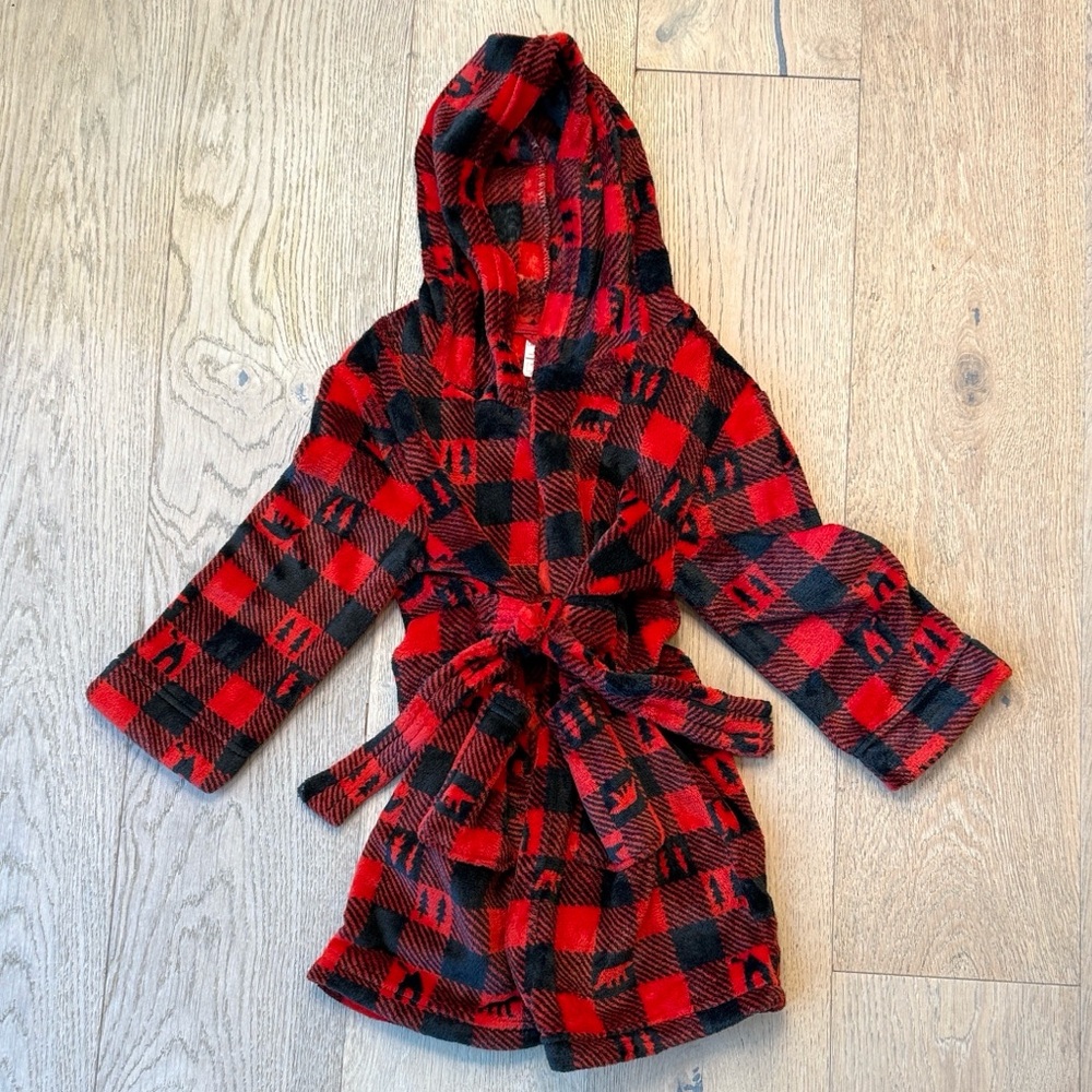 Cat & Jack Red & Black Plaid Bathrobe – 4/5T, NWOT